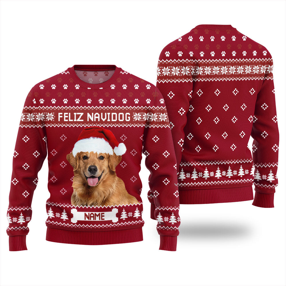 Feliz Navidog Custom Womens Ugly Christmas Sweater