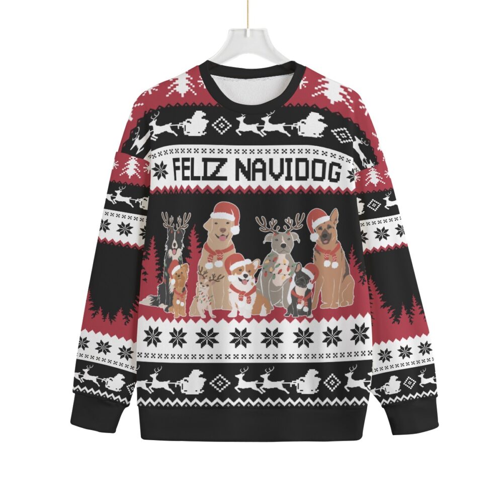 Feliz Navidad Dog Plus Size Christmas Sweater Men