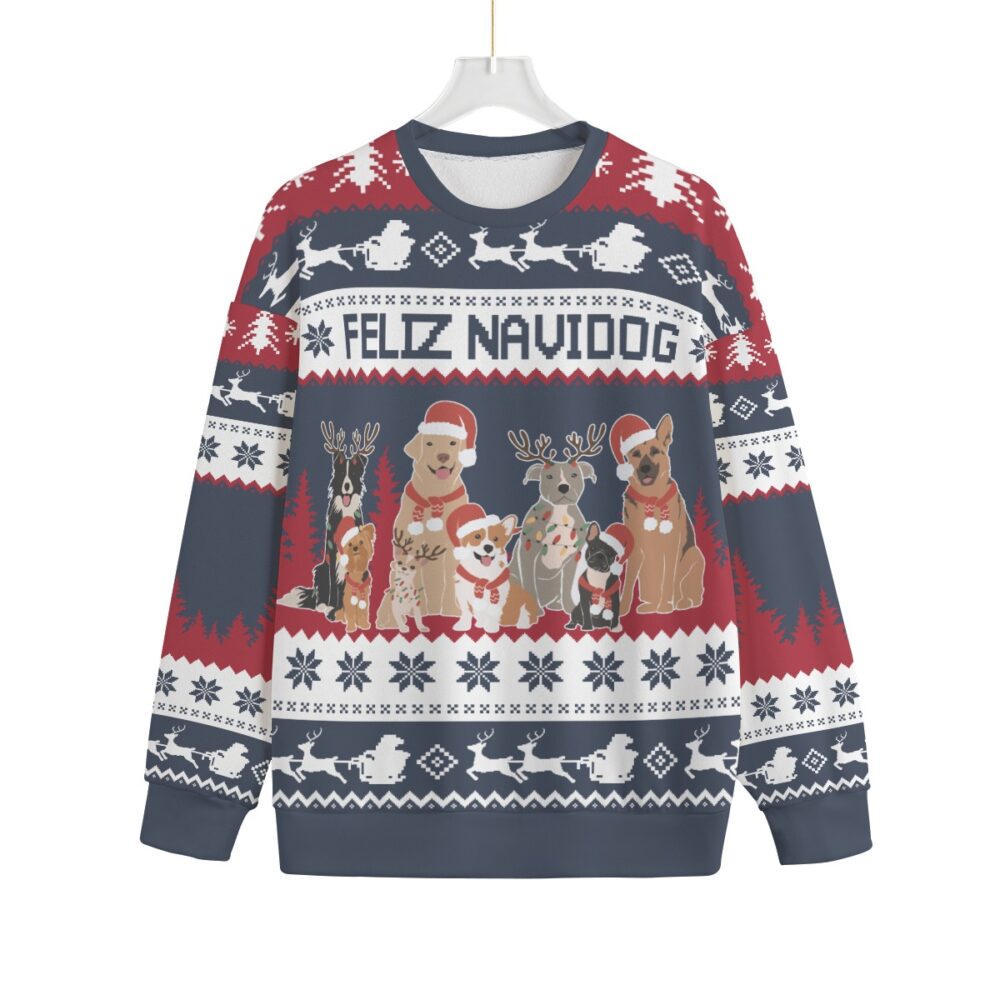 Feliz Navidad Dog Plus Size Christmas Sweater Men