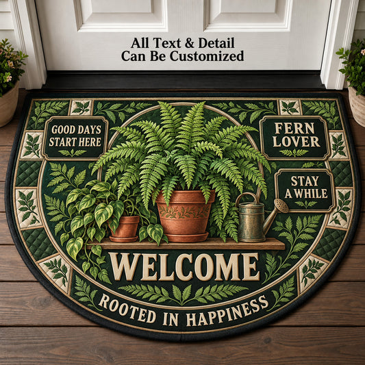 Fern Lover Personalized Half Round Mat | 5To9Vibe