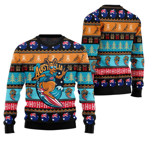 Festive Australia Kangaroo Holiday Jumper Ugly Christmas Sweater