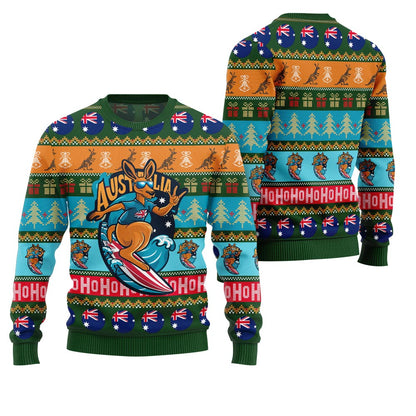 Festive Australia Kangaroo Holiday Jumper Ugly Christmas Sweater