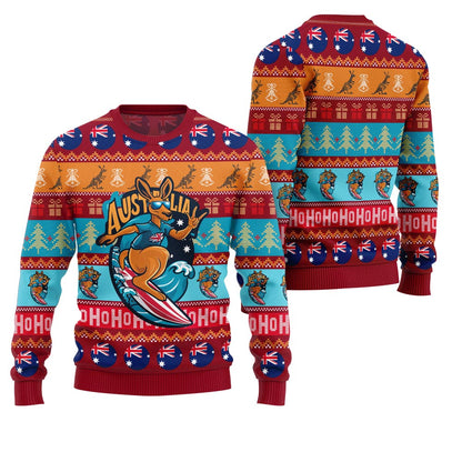 Festive Australia Kangaroo Holiday Jumper Ugly Christmas Sweater