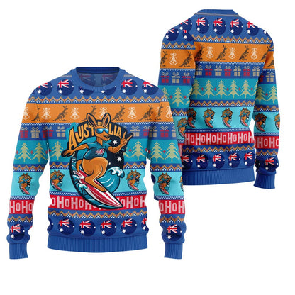 Festive Australia Kangaroo Holiday Jumper Ugly Christmas Sweater
