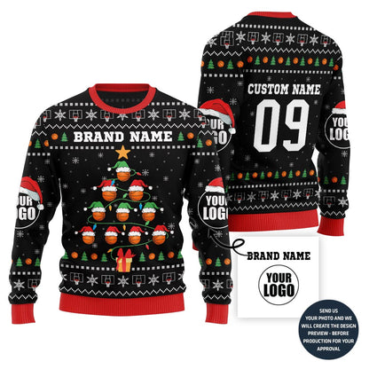 Festive Basketball Team Custom Ugly Christmas Sweater