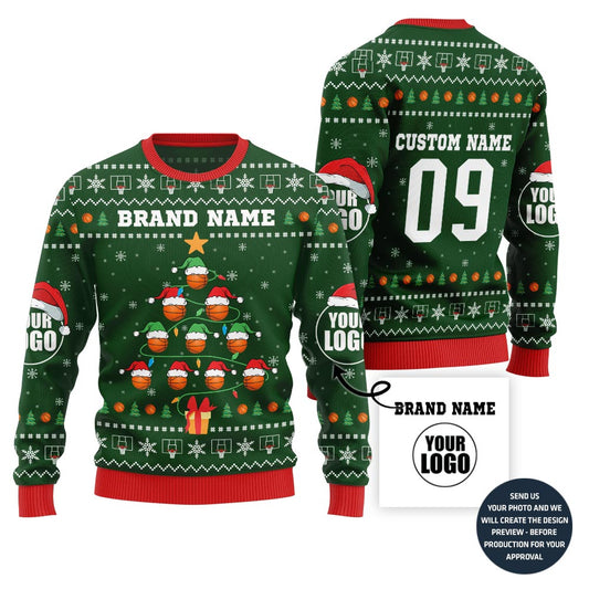 Festive Basketball Team Custom Ugly Christmas Sweater