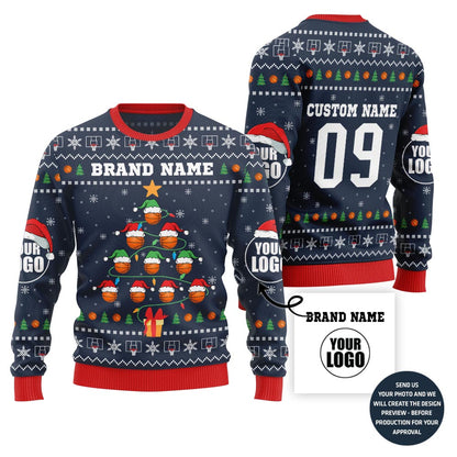 Festive Basketball Team Custom Ugly Christmas Sweater