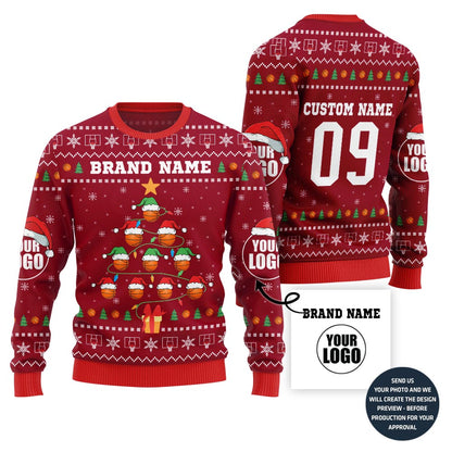 Festive Basketball Team Custom Ugly Christmas Sweater