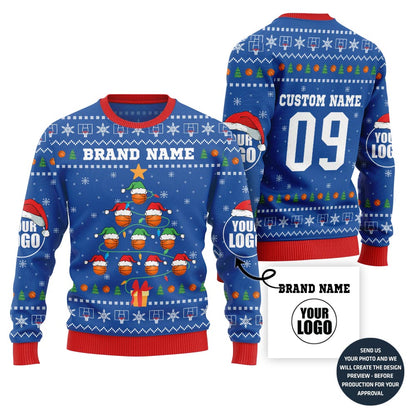 Festive Basketball Team Custom Ugly Christmas Sweater