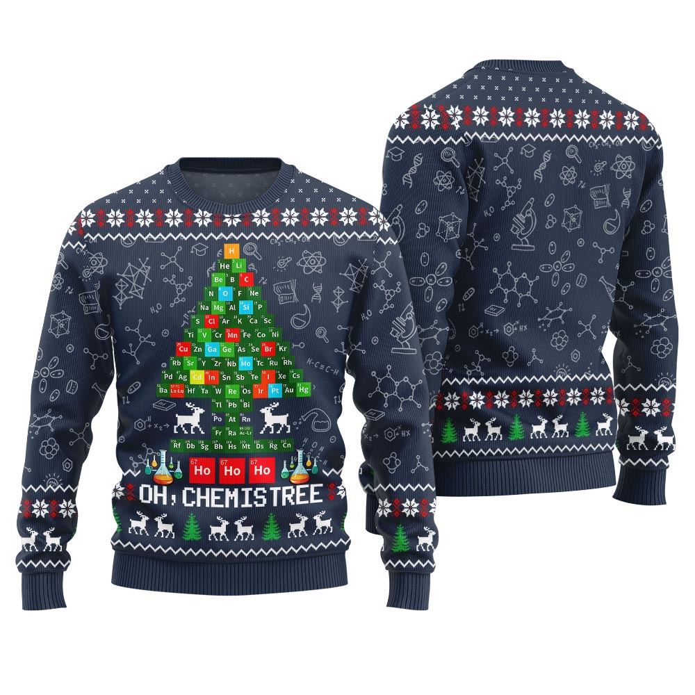 Festive Chemistree Funny Christmas Sweaters Navy
