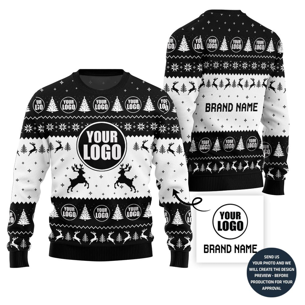 Festive Custom Company Logo And Name Ugly Xmas Sweater