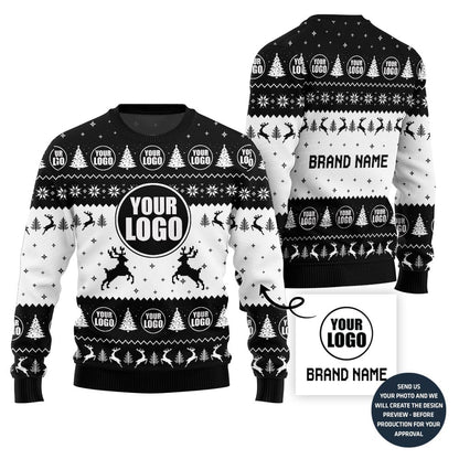 Festive Custom Company Logo And Name Ugly Xmas Sweater