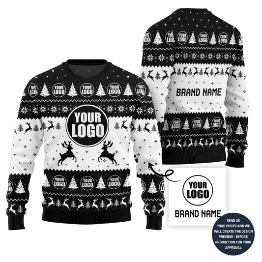 Festive Custom Company Logo And Name Ugly Xmas Sweater