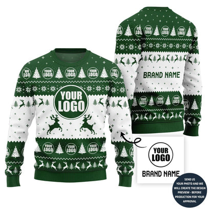 Festive Custom Company Logo And Name Ugly Xmas Sweater