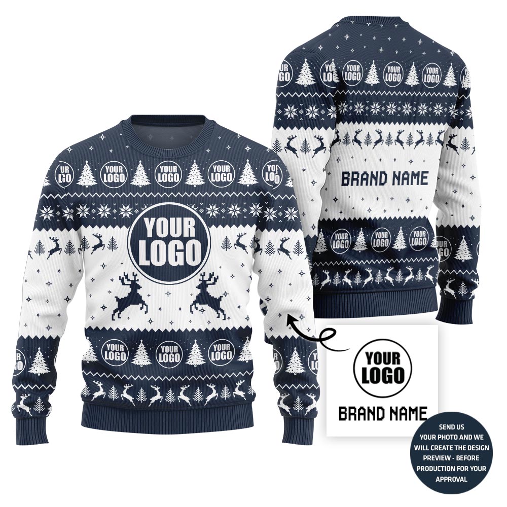 Festive Custom Company Logo And Name Ugly Xmas Sweater
