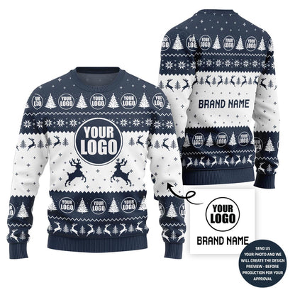 Festive Custom Company Logo And Name Ugly Xmas Sweater
