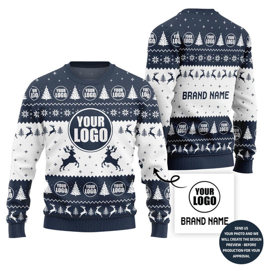 Festive Custom Company Logo And Name Ugly Xmas Sweater