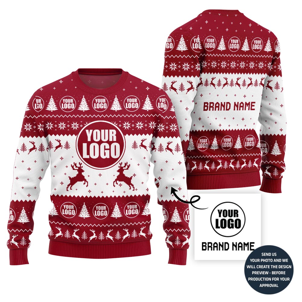 Festive Custom Company Logo And Name Ugly Xmas Sweater