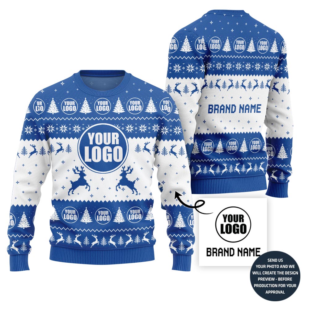 Festive Custom Company Logo And Name Ugly Xmas Sweater