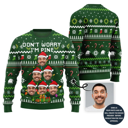 Festive Custom Face On Christmas Tree Ugly Christmas Sweater