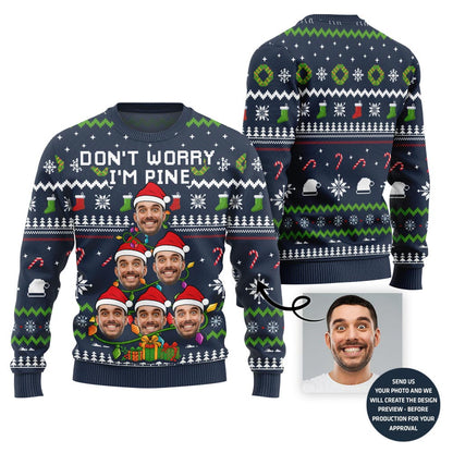 Festive Custom Face On Christmas Tree Ugly Christmas Sweater