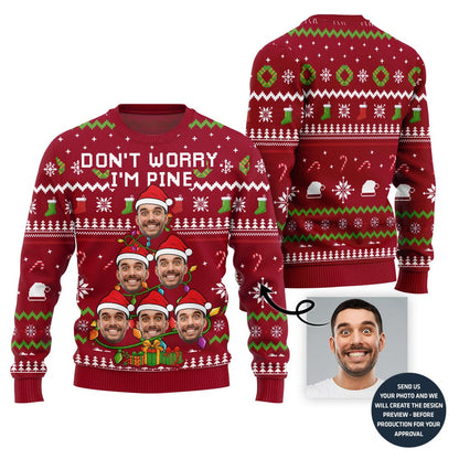 Festive Custom Face On Christmas Tree Ugly Christmas Sweater