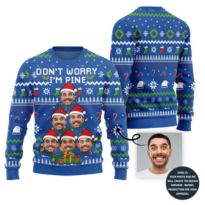 Festive Custom Face On Christmas Tree Ugly Christmas Sweater