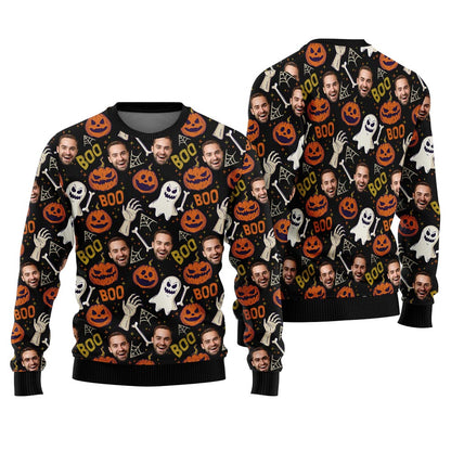 Festive Custom Face Ugly Halloween Sweater For Men And Women