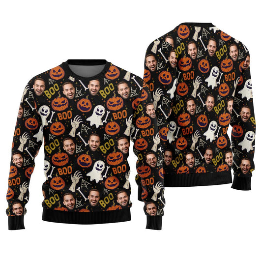 Festive Custom Face Ugly Halloween Sweater For Men And Women