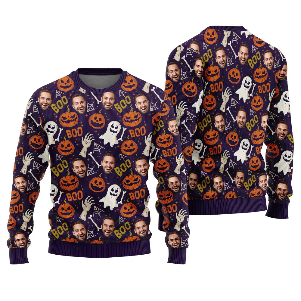 Festive Custom Face Ugly Halloween Sweater For Men And Women