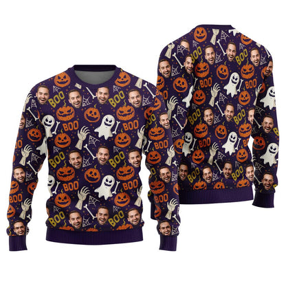 Festive Custom Face Ugly Halloween Sweater For Men And Women
