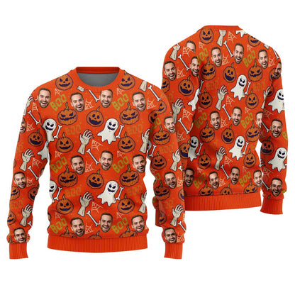 Festive Custom Face Ugly Halloween Sweater For Men And Women