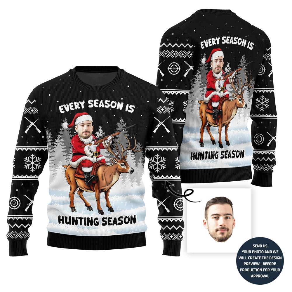 Festive Custom Hunting Ugly Christmas Sweater For Men