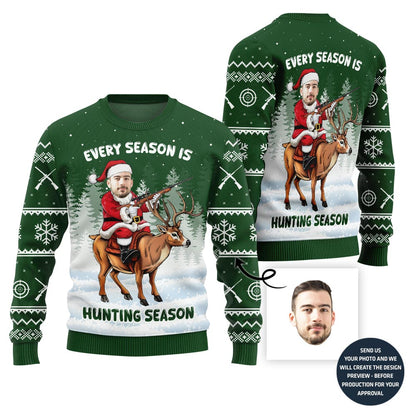 Festive Custom Hunting Ugly Christmas Sweater For Men