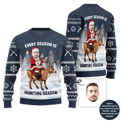 Festive Custom Hunting Ugly Christmas Sweater For Men