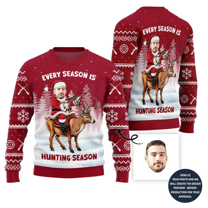 Festive Custom Hunting Ugly Christmas Sweater For Men