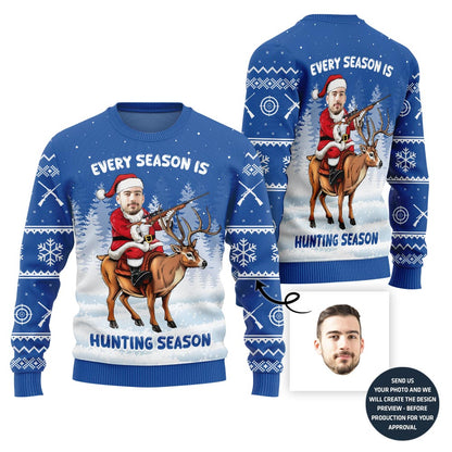 Festive Custom Hunting Ugly Christmas Sweater For Men