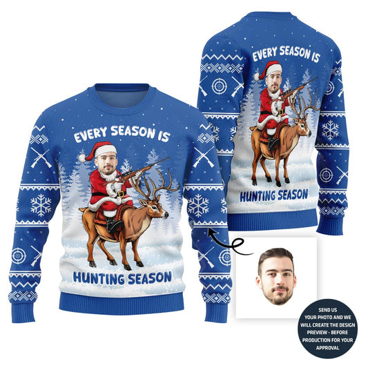 Festive Custom Hunting Ugly Christmas Sweater For Men