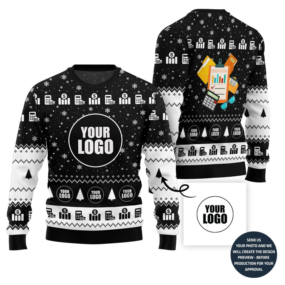 Festive Custom Logo Accounting Ugly Christmas Sweater