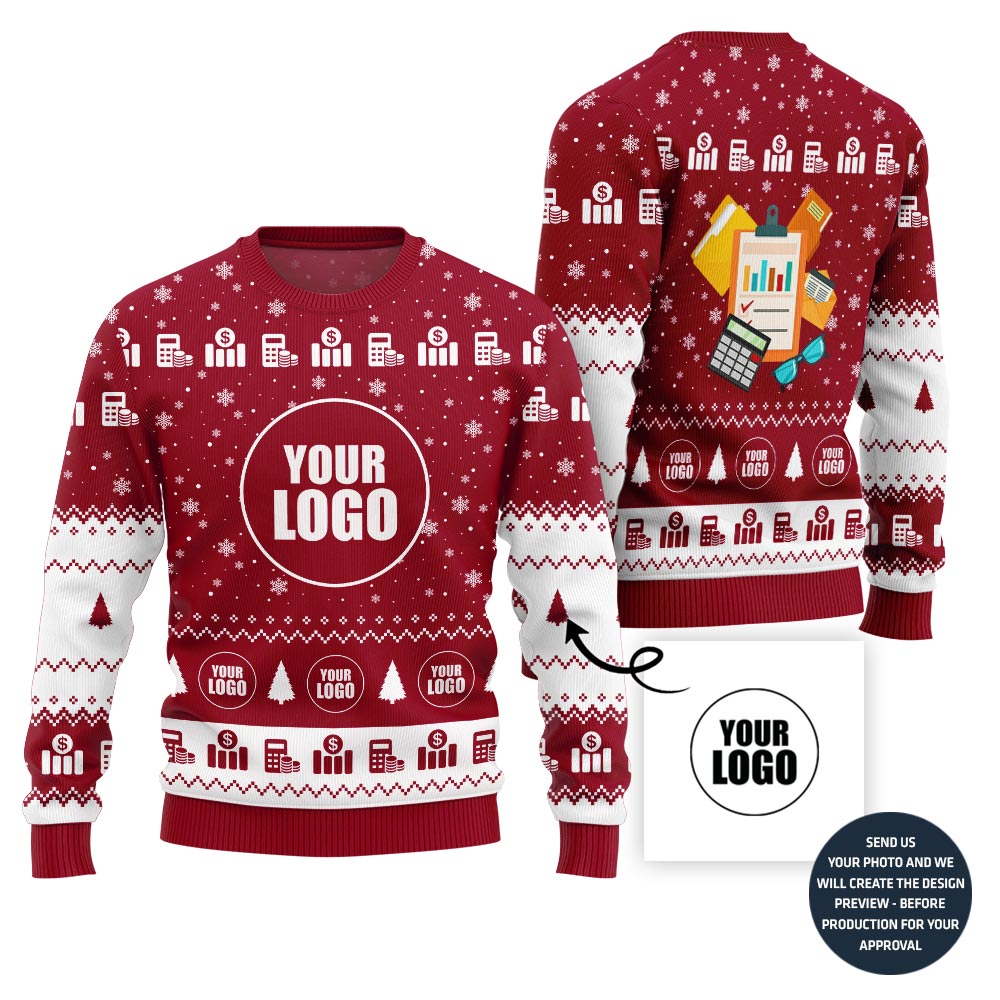 Festive Custom Logo Accounting Ugly Christmas Sweater