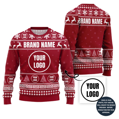 Festive Custom Logo For Team Ugly Sweater