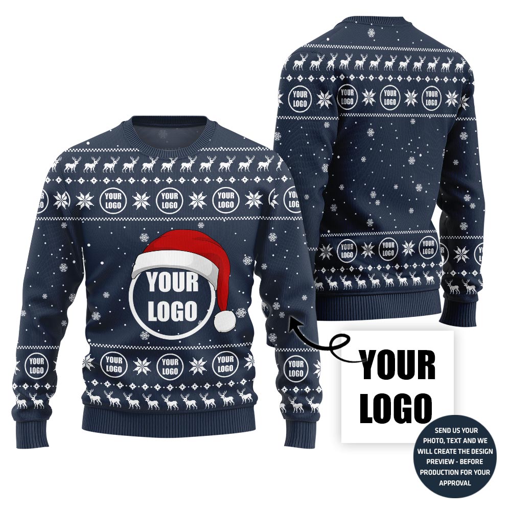 Festive Custom Logo Ugly Christmas Sweater For Company