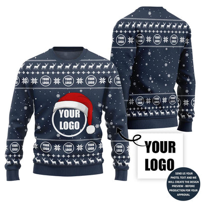 Festive Custom Logo Ugly Christmas Sweater For Company