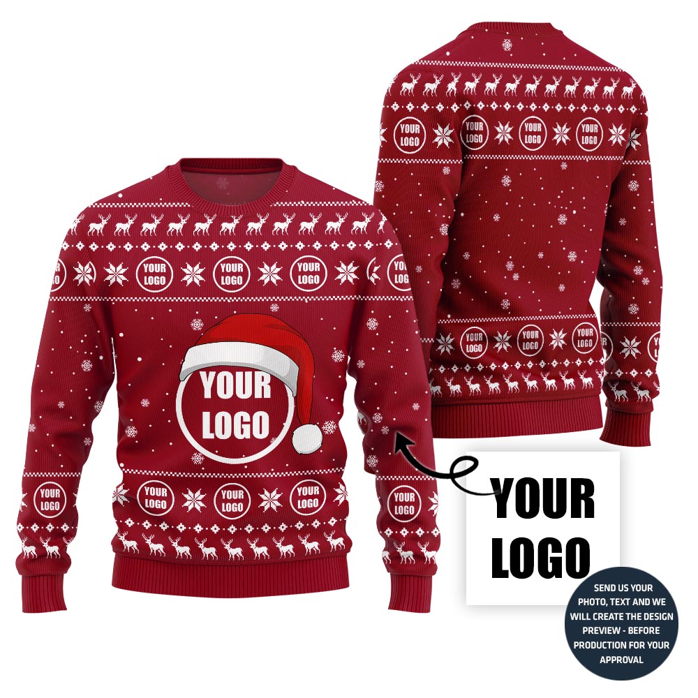Festive Custom Logo Ugly Christmas Sweater For Company
