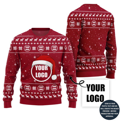 Festive Custom Logo Ugly Christmas Sweater For Company
