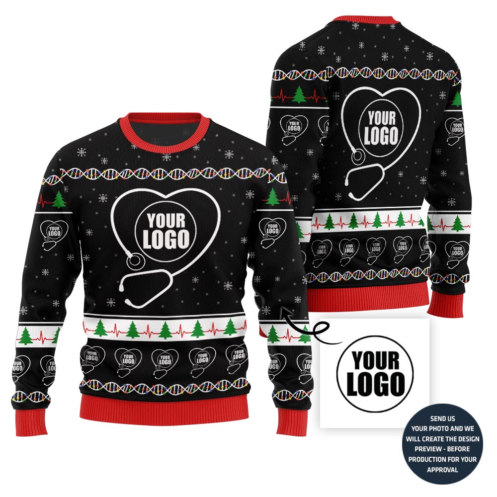 Festive Custom Logo Ugly Christmas Sweater For Nurse