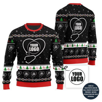 Festive Custom Logo Ugly Christmas Sweater For Nurse