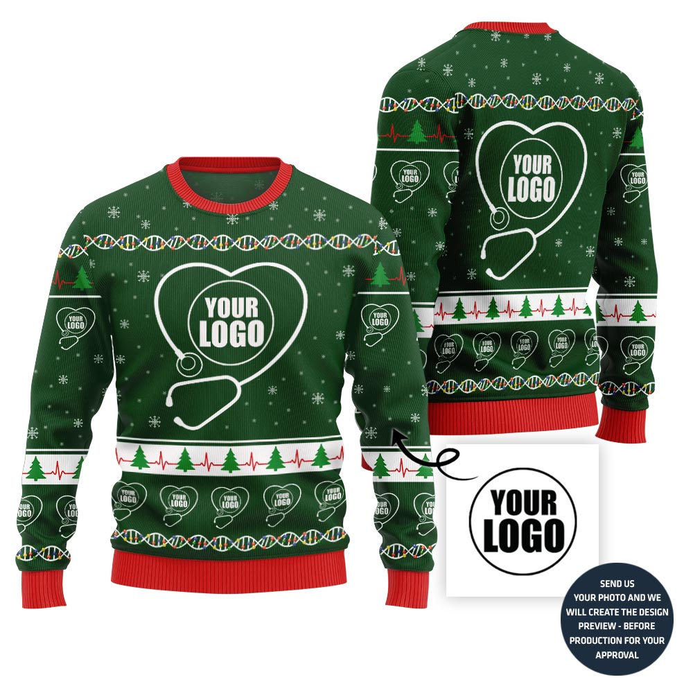 Festive Custom Logo Ugly Christmas Sweater For Nurse