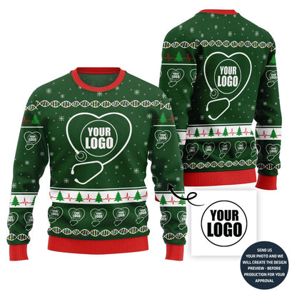 Festive Custom Logo Ugly Christmas Sweater For Nurse
