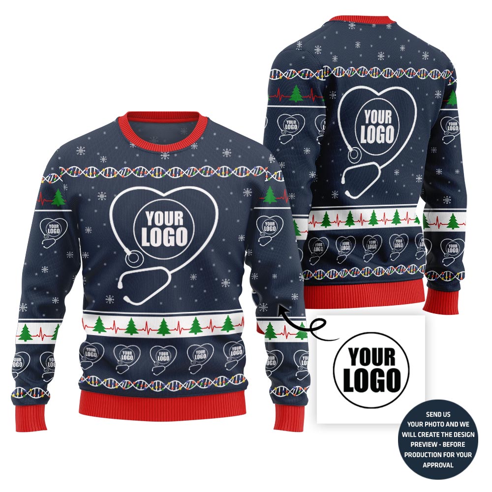 Festive Custom Logo Ugly Christmas Sweater For Nurse